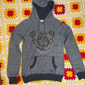 MISS ME  Y2K Youth Hoodie Sweatshirt Gray Jeweled Bling Size Large EUC